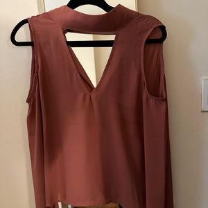 Olivaceous Turtleneck Cold Shoulder Blouse